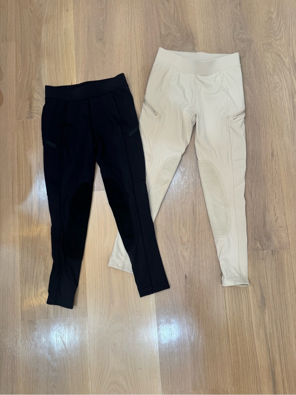 Girls Pair of Equestrian Riding Pants in Black and Beige